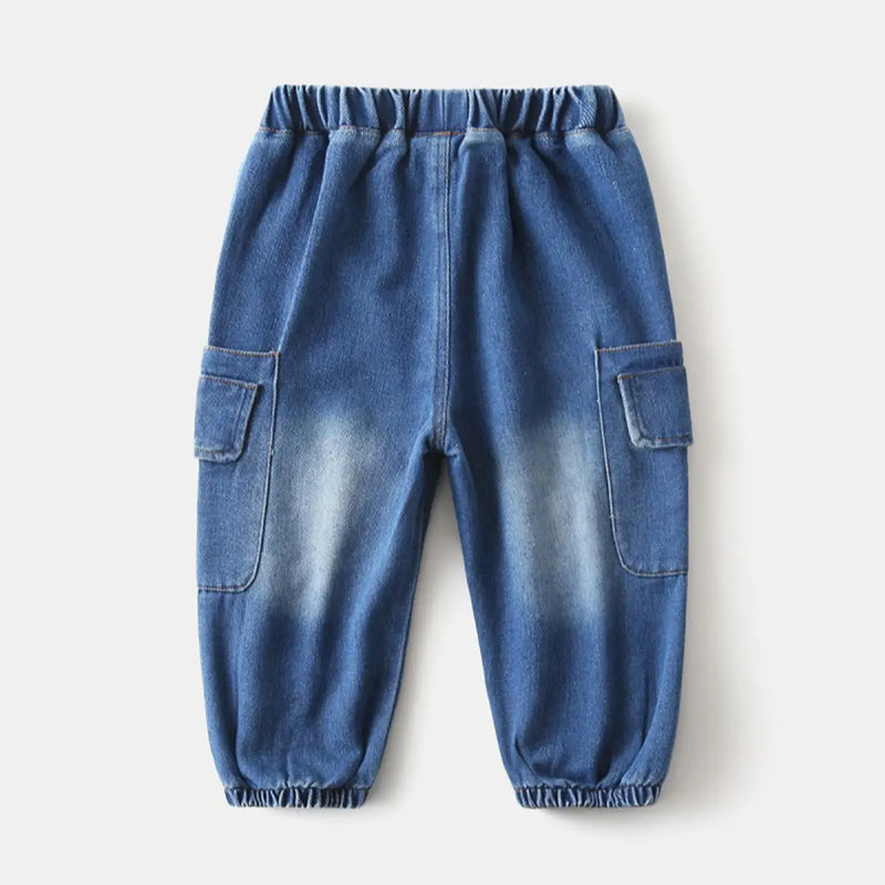 Boys Blue Denim Cargo Jogger Pants Pants