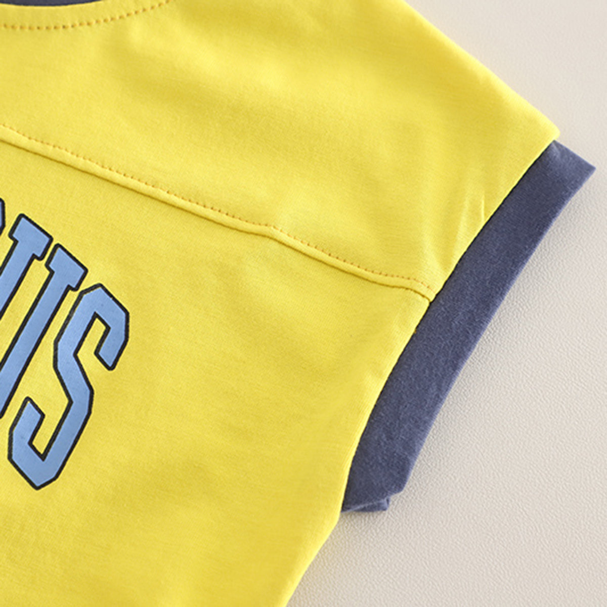 Boys Yellow Printed Extended Sleeves T-Shirt With Denim Shorts Set 2 pc. Sets