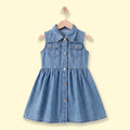 Girls Blue Sleeveless Denim Shirt Dress Casual Dresses Blue 2-3 Y