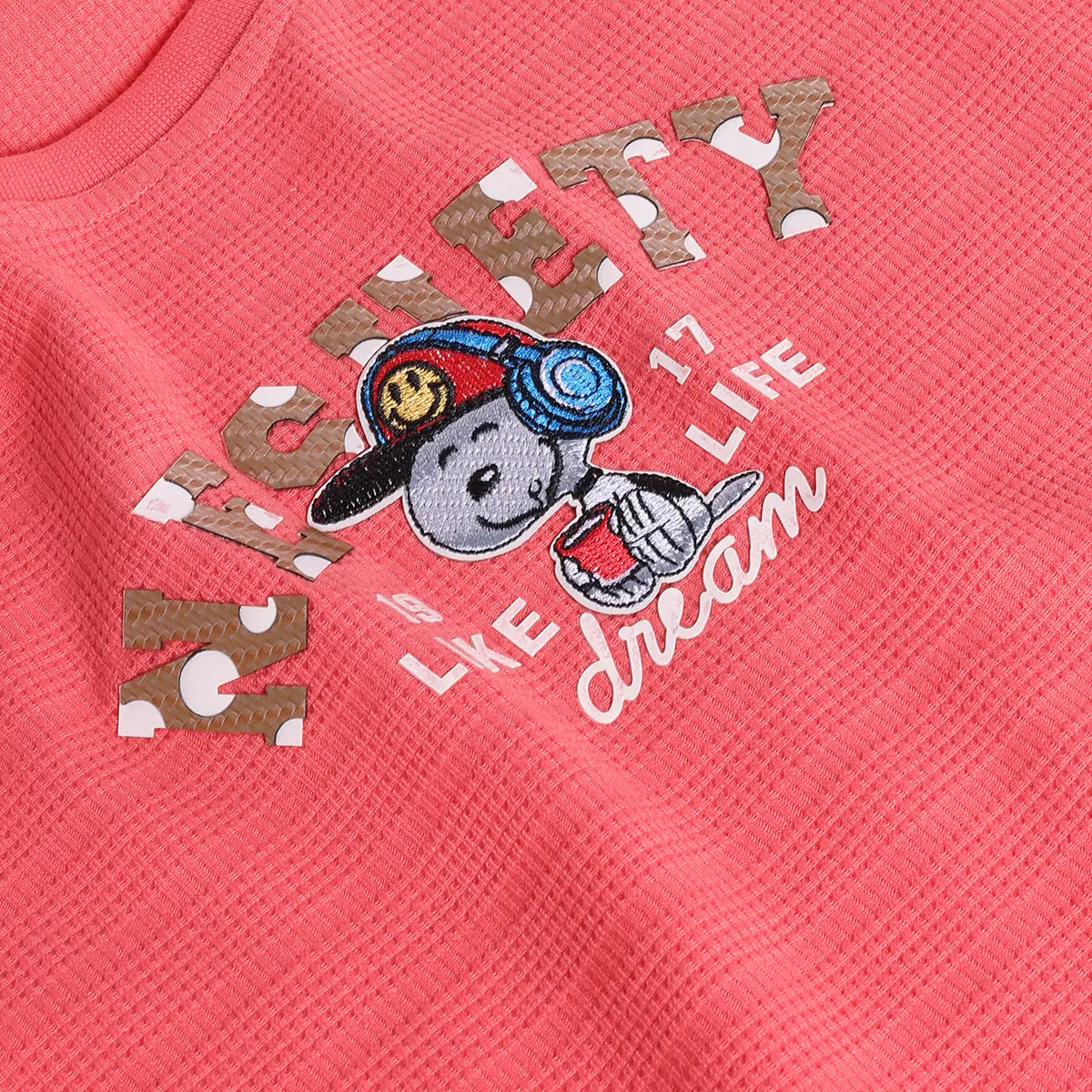 Boys Red Typographic Printed Short Sleeve T-shirts With Elasticated Shorts Sets Sets