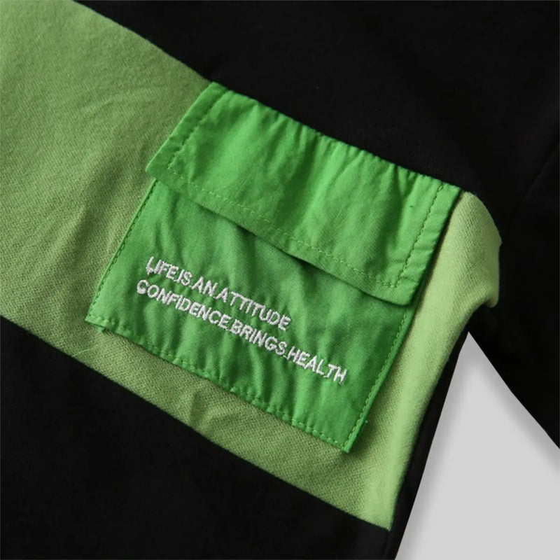 Boys Black Color-blocked Polo T-Shirt With Short Sleeves Tshirts