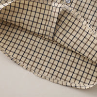 Boys Khaki Checked Button-Down Shirt With Shorts Sets Sets
