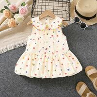 Girls Off White Polka Dot Ruffle Dress Casual Dresses Off White 1-2 Y