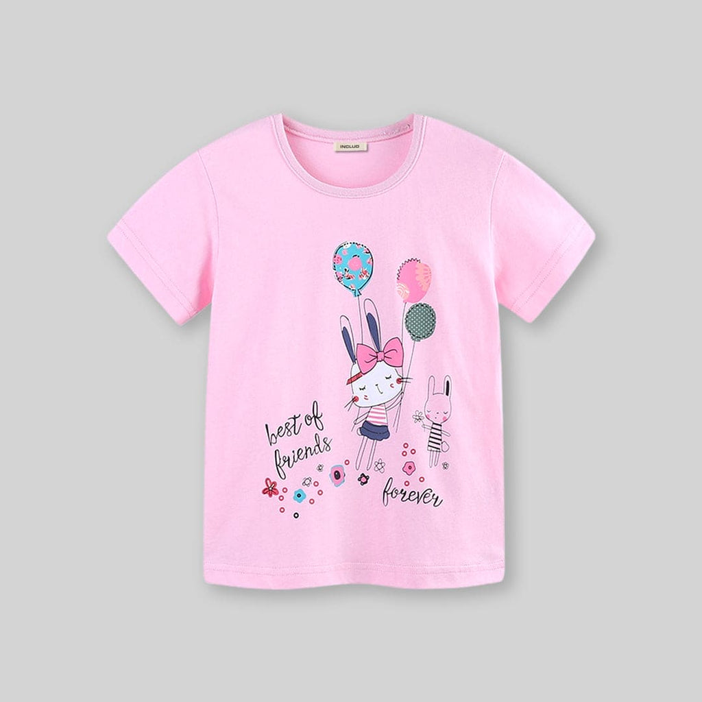 Girls Printed Short Sleeves T-Shirt Tshirts   