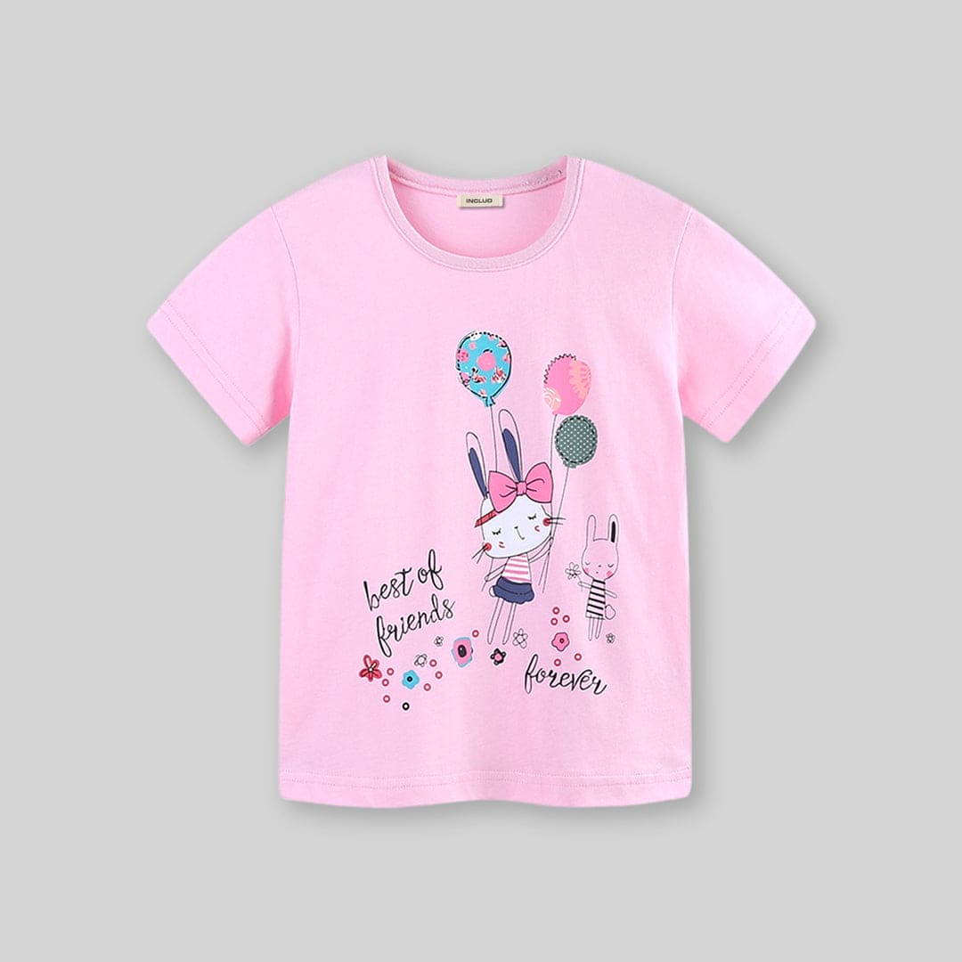 Girls Printed Short Sleeves T-Shirt Tshirts   