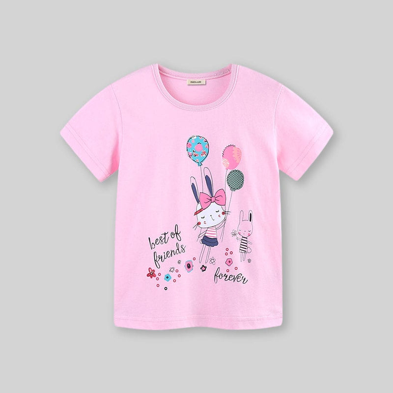 Girls Printed Short Sleeves T-Shirt Tshirts   