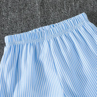 Girls Light Blue Stripes High-low Hem Top With Pants Co-ord Sets Sets