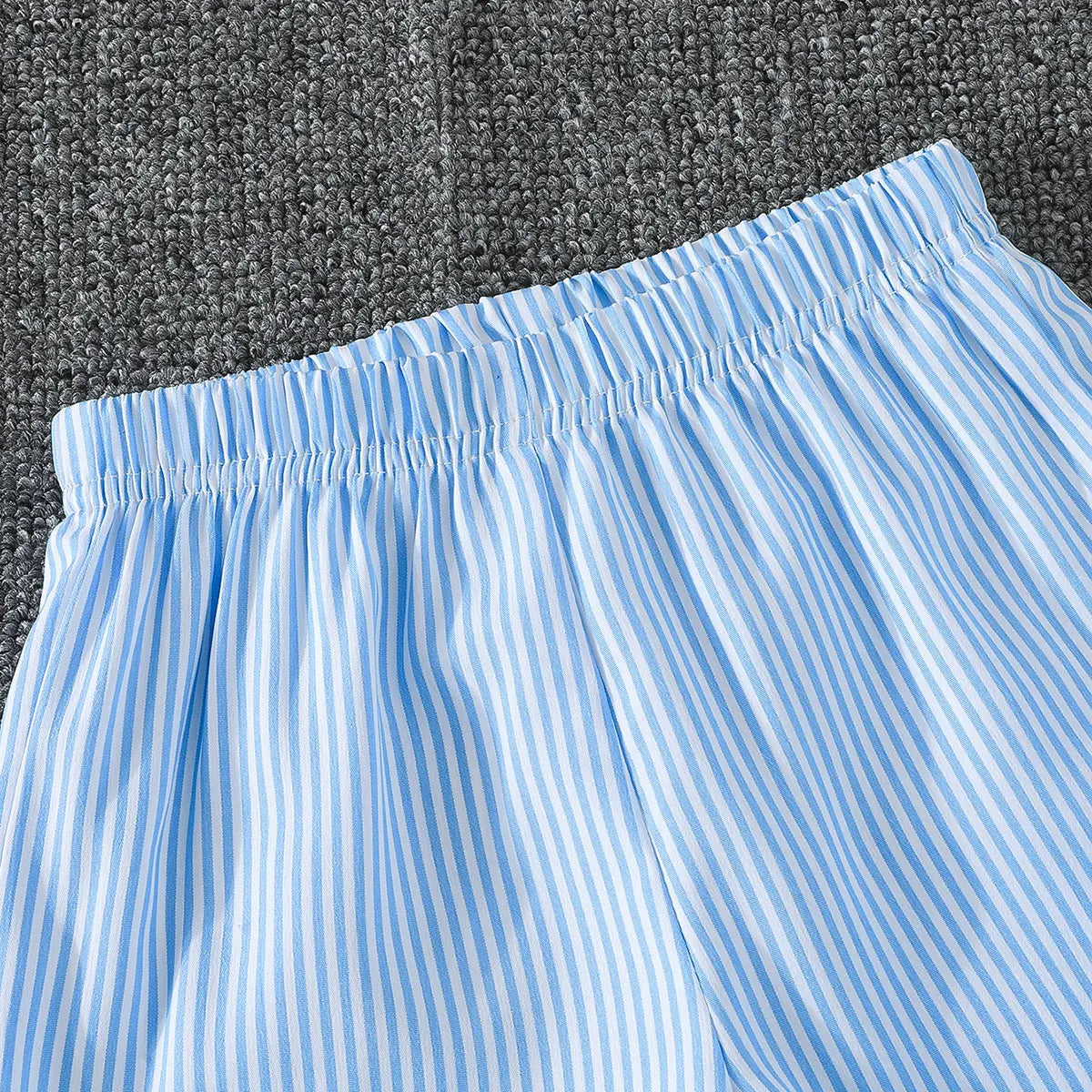 Girls Light Blue Stripes High-low Hem Top With Pants Co-ord Sets Sets
