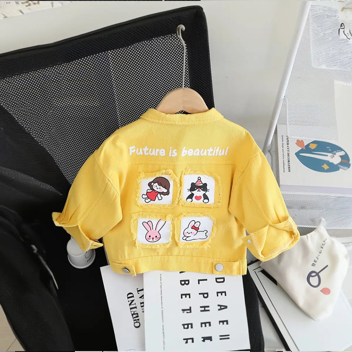 Girls Yellow Solid Long Sleeves Jacket Coats & Jackets