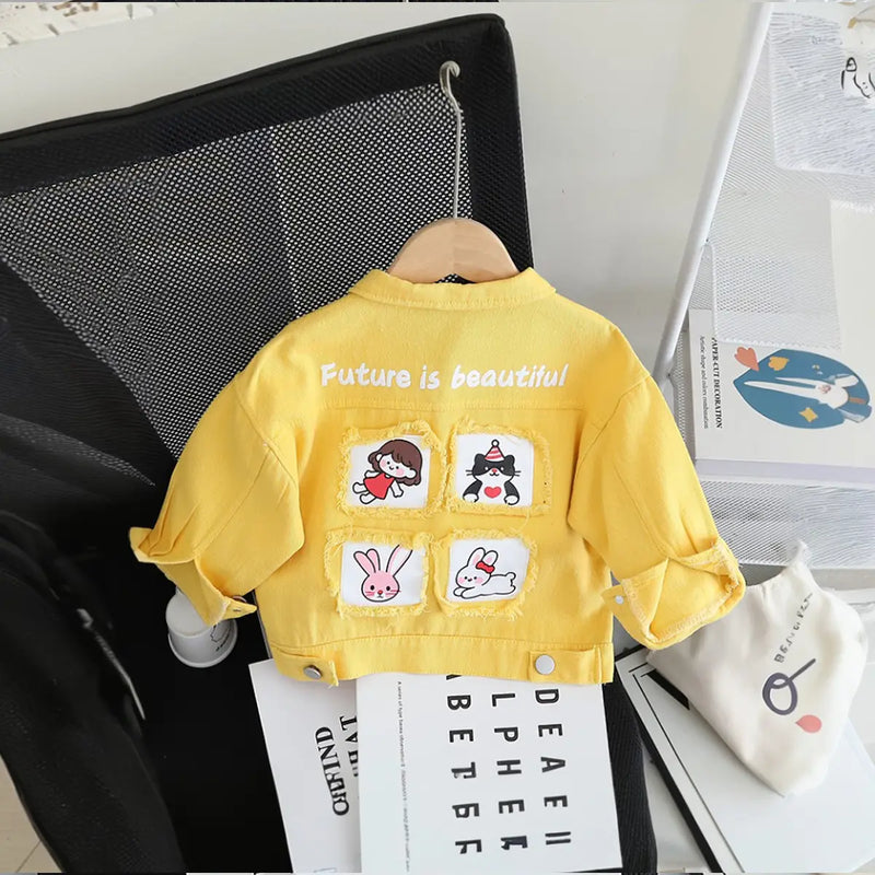 Girls Yellow Solid Long Sleeves Jacket Coats & Jackets