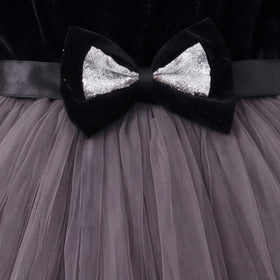 Girls Black Solid High-Low Party Dress Party Dresses