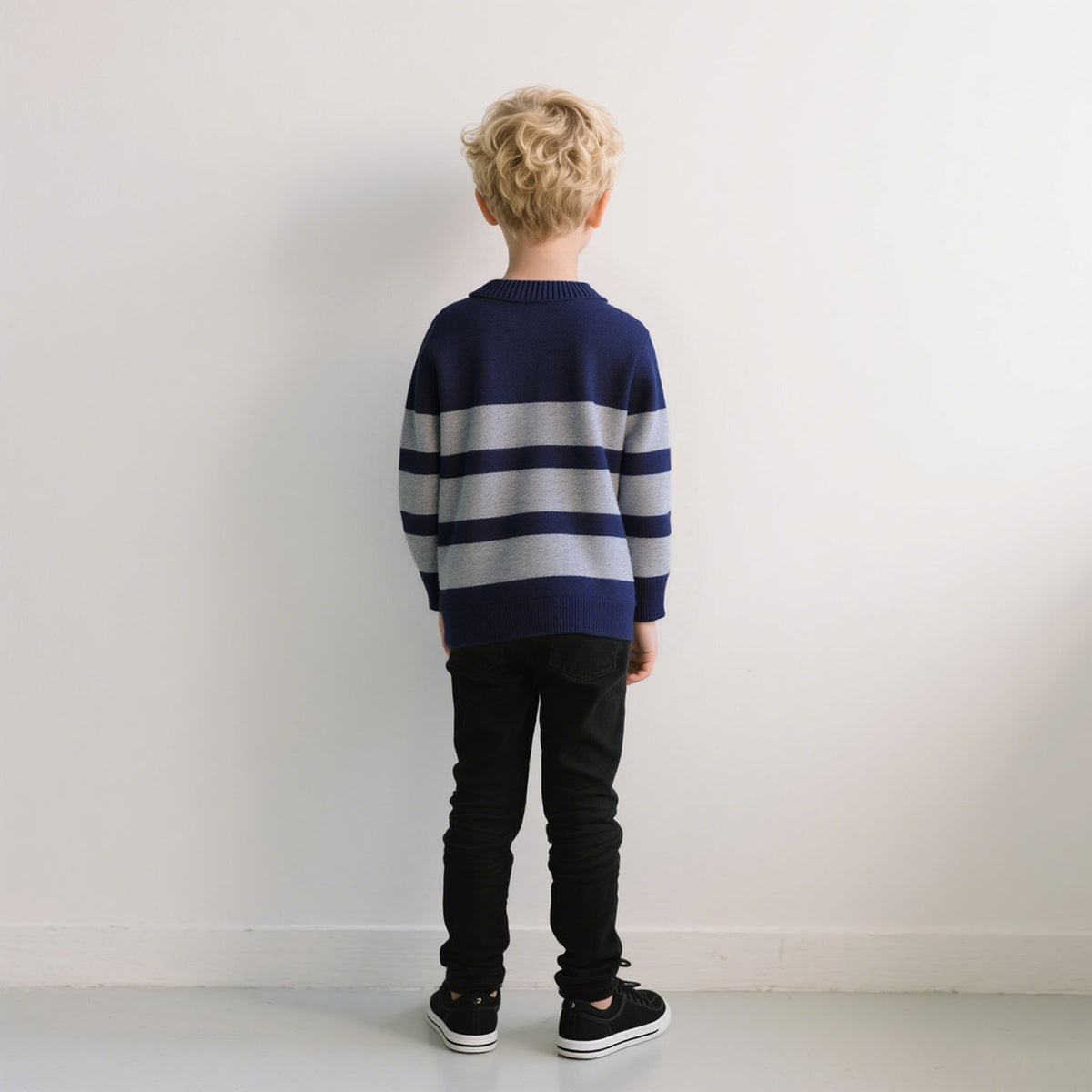 Boys Dark Blue Stripes Pullover Winter Sweater Sweaters & Cardigans