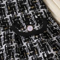 Girls Black Tweed High Neck Sleeveless Winter Dress Party Dresses