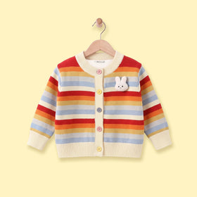Girls Multicolour Striped Long Sleeve Cardigan Sweaters & Cardigans Multicolor 1-2 Y