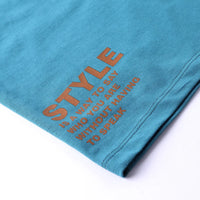 Boys Teal Typographic Printed Polo Short Sleeves T-Shirt With Drawstring Shorts Sets Sets