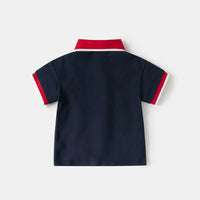 Boys Navy Blue Solid Short Sleeves Polo T-Shirt Tshirts