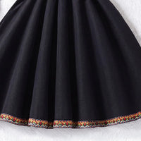 Girls Black Puff Sleeve Fit & Flare Dress With Lace Detail Casual Dresses