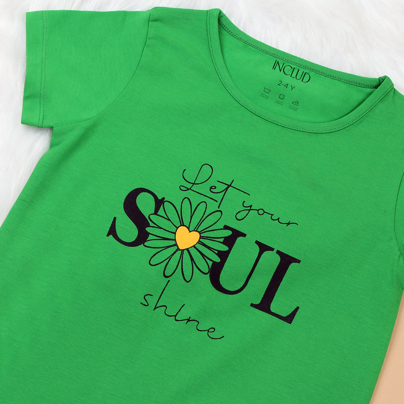 Girls Multicolor Graphics Summer T-shirts- Pack Of 3 Tshirts