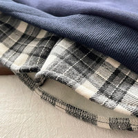 Boys Navy Blue Checked Regular Sweatshirt With Denim Trouser Sets 2 pc. Sets