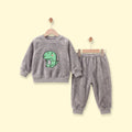 Boys Grey Dinosaur Applique Sweatshirt With Pants Sets 2 pc. Sets Grey 1-2 Y