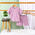 Boys Lilac Sun Printed Short Sleeve T-Shirt With Elasticated Shorts Sets Sets Lilac 6-9 M