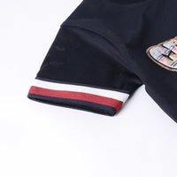 Boys Navy Typographic Short Sleeve T-Shirt With Drawstring Shorts Sets Sets