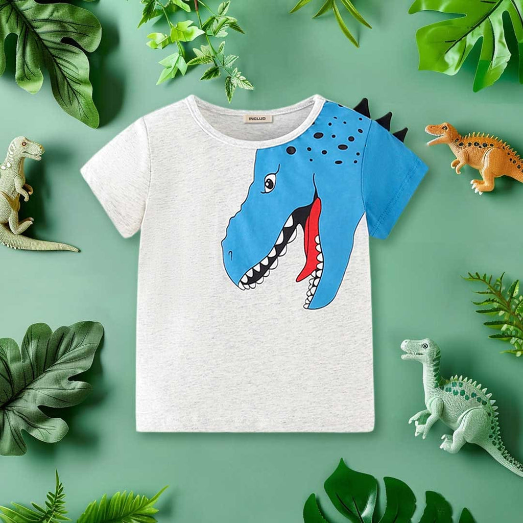 Boys Dinosaur Print Short Sleeves T-shirt