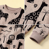 Boys Beige Animal Print Long Sleeve Sweatshirt Sweatshirts & Hoodies