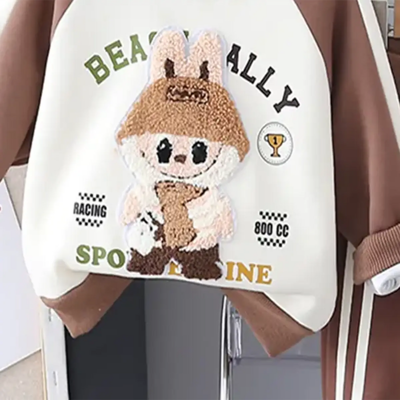 Boys Brown Bunny Applique Sweatshirt With Jogger Sets Sets