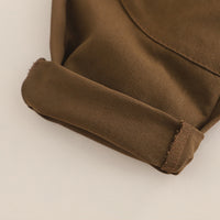 Boys Khaki Solid Shacket With Printed T-Shirt & Pants Set Sets