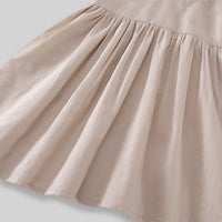Girls Khaki Embroidered Short Sleeve Fit And Flare Dress Casual Dresses