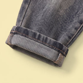 Boys Dark Grey Typographic Sweatshirt & Denim Pants Sets Sets