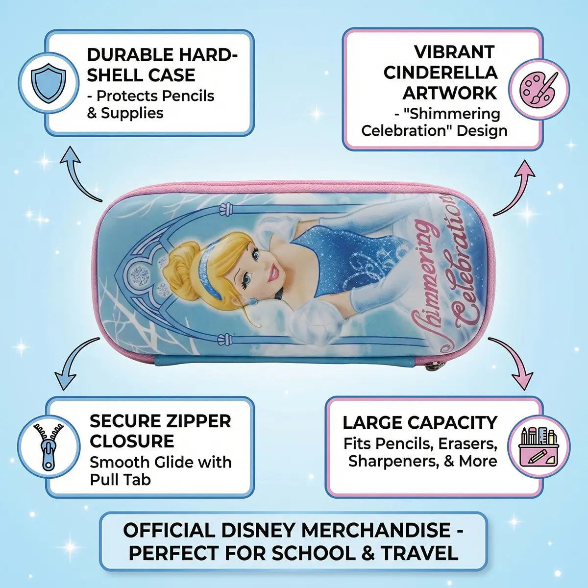 Princess Hard Case Pencil Pouch for Girls Trending Accessories