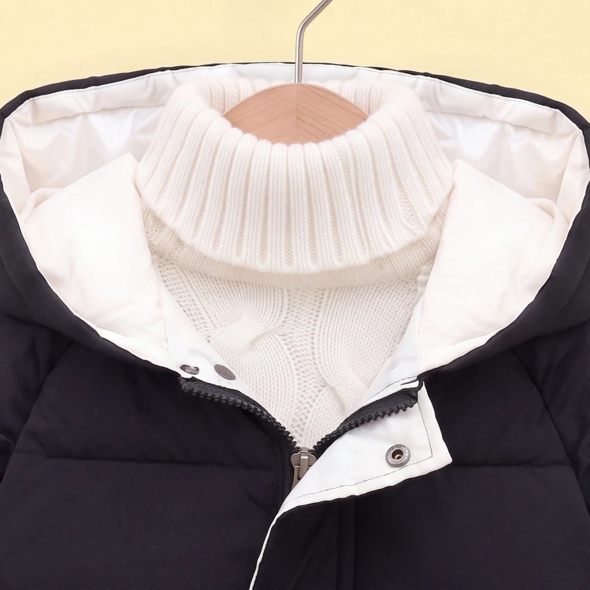 Boys Black Solid Puffer Hooded Down Jacket Coats & Jackets