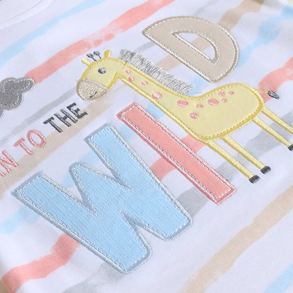 Boys Multicolor Stripes Short Sleeves T-Shirt With Shorts Sets Sets