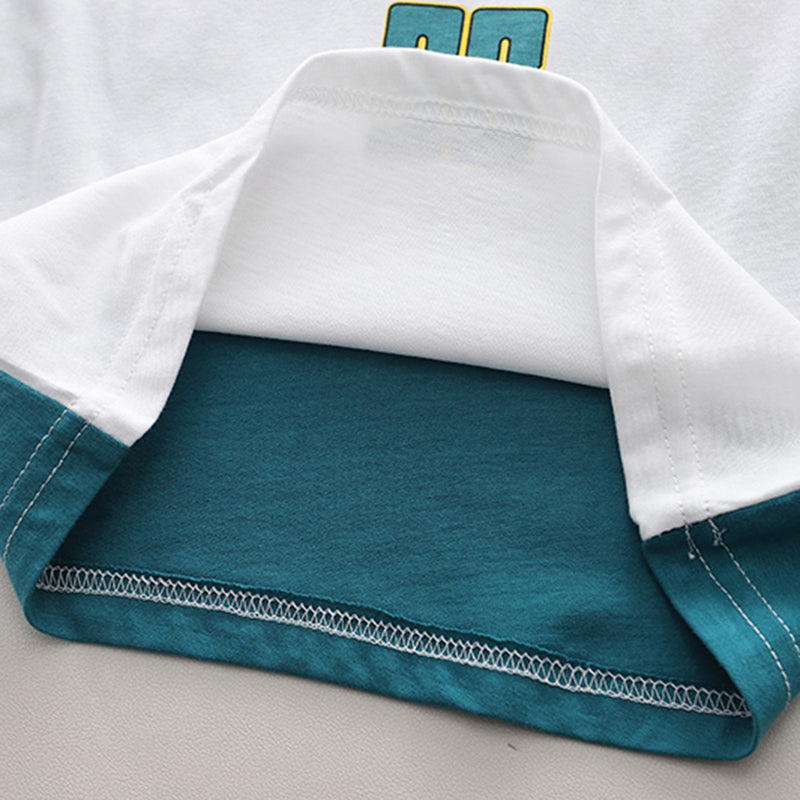 Boys Teal Passion Print Short Sleeve T-Shirt With Denim Shorts Set 2 pc. Sets