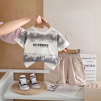 Boys Grey Typographic Print T-Shirt With Shorts Sets Sets Grey 1-2 Y