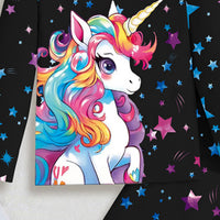 Girls Black Unicorn Printed Glow in the Dark T-Shirt & Pajama Winter Set 2 pc. Sets