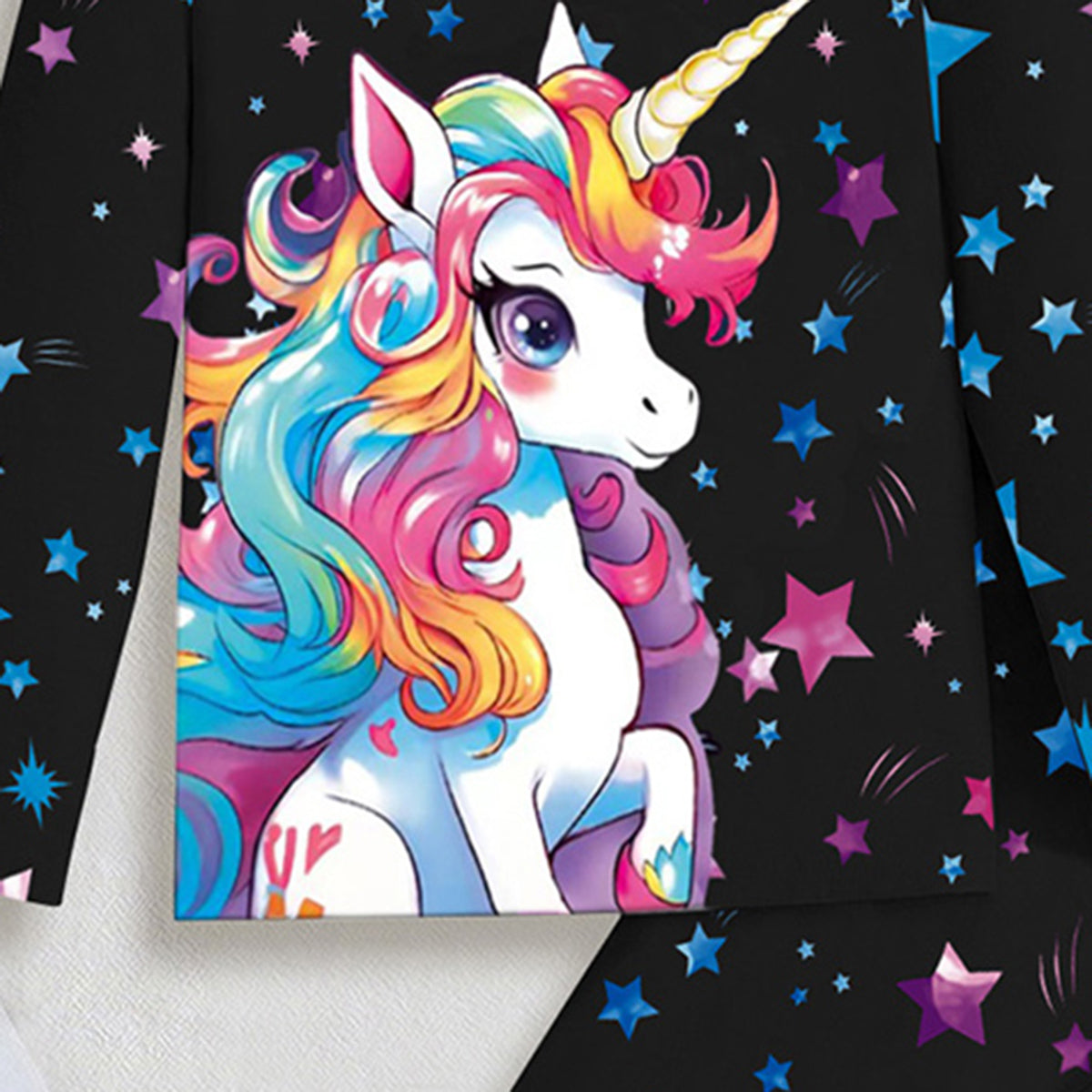 Girls Black Unicorn Printed Glow in the Dark T-Shirt & Pajama Winter Set 2 pc. Sets