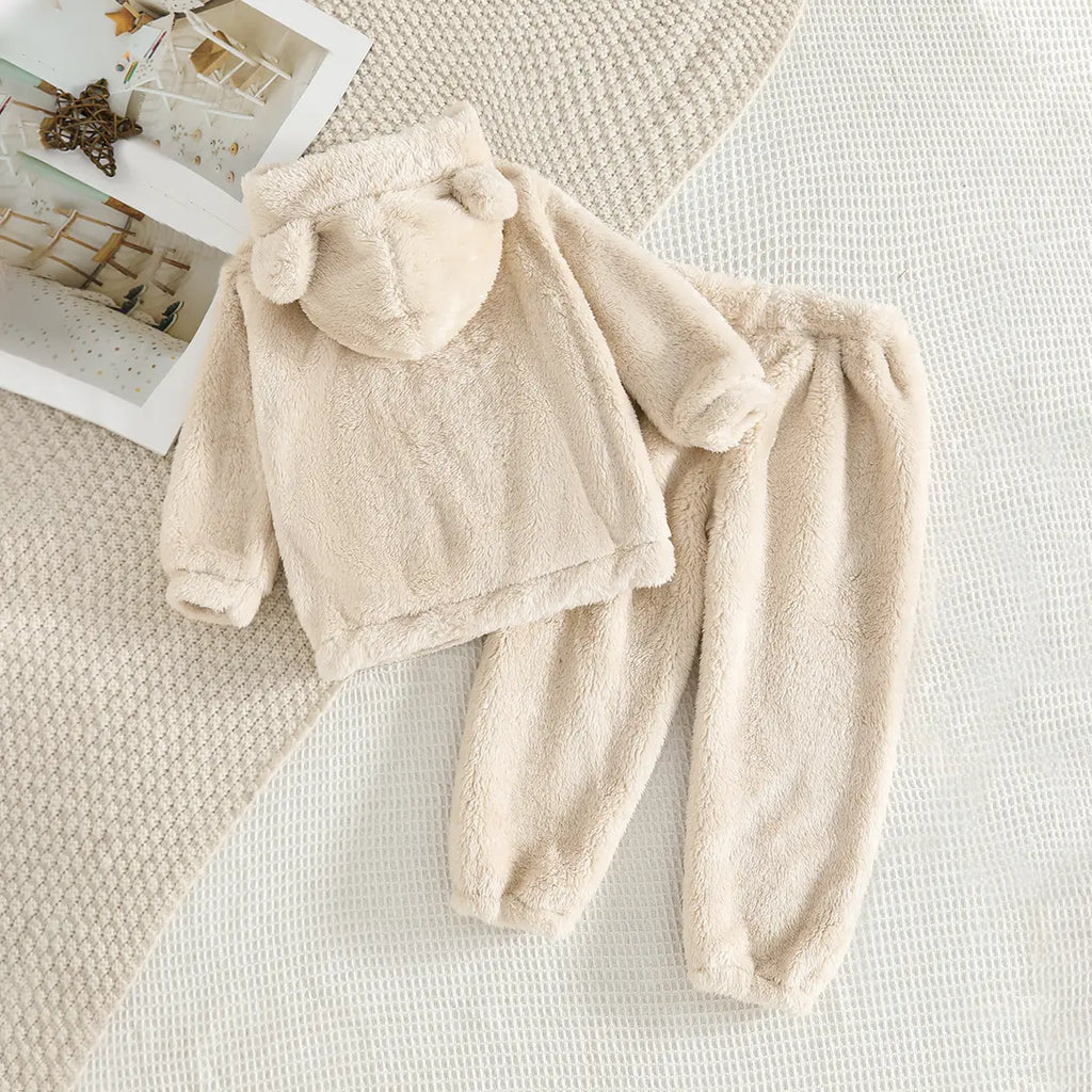 Girls Apricot Polar Fleece Hooded Jacket With Jogger Co-ord Sets Sets