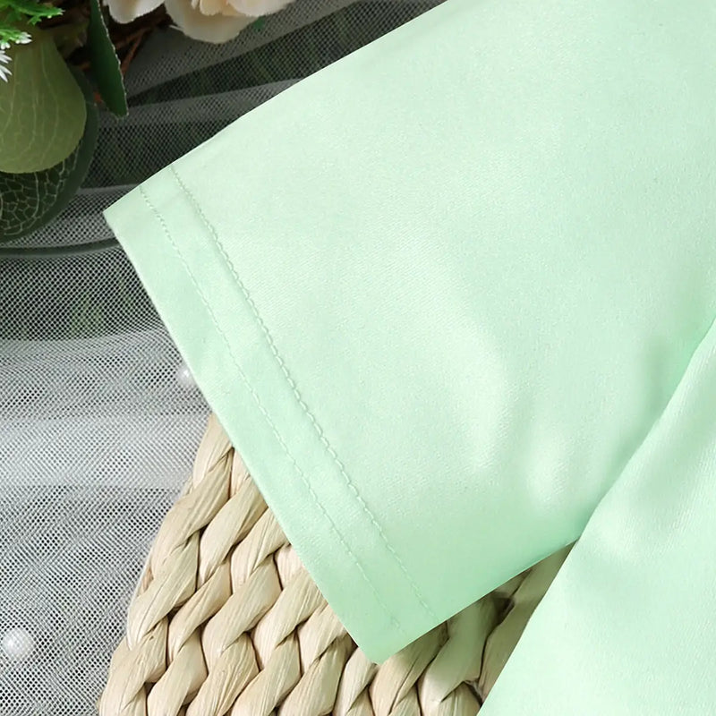 Girls Mint Green Floral Sleeveless SunDress With Short Sleeves Crop Top Casual Dresses