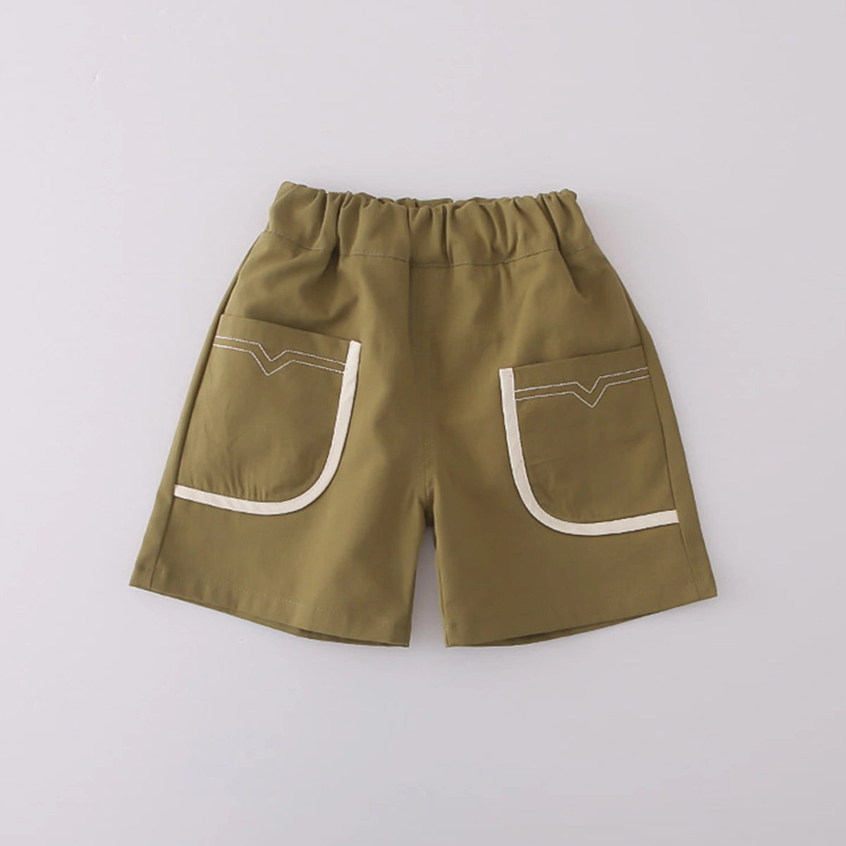 Boys White Solid Short Sleeves T-Shirt With Shorts Set Sets