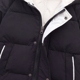 Boys Black Solid Puffer Hooded Down Jacket Coats & Jackets