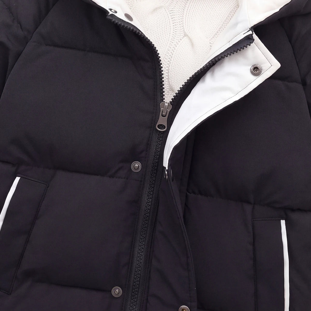 Boys Black Solid Puffer Hooded Down Jacket Coats & Jackets