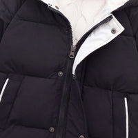 Boys Black Solid Puffer Hooded Down Jacket Coats & Jackets