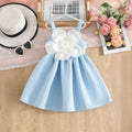 Girls Sky Blue Flower Applique Fit & Flare Party Wear Dress Party Dresses Sky Blue 2-3 Y