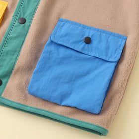 Boys Light Brown Colorblocked Sleeveless Jacket Coats & Jackets