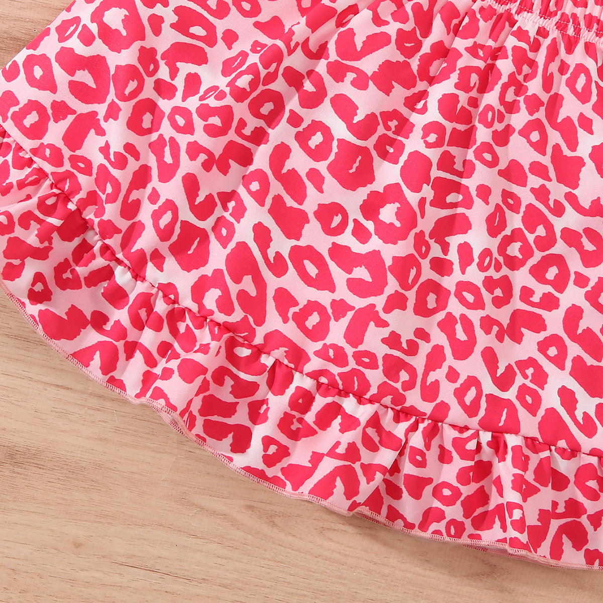 Girls Printed Top with Red Animal Printed Skirt Set Sets