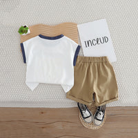 Boys White Graphic Extended Shoulder T-Shirt With Shorts Set 2 pc. Sets
