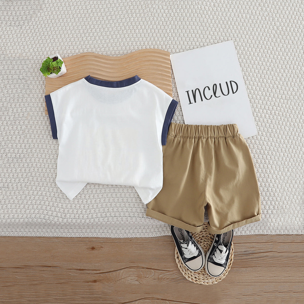 Boys White Graphic Extended Shoulder T-Shirt With Shorts Set 2 pc. Sets
